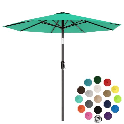 AreShark 9FT Outdoor Patio Umbrella with Tilt and Crank, Peacoke Blue - color: Peacoke Blue, size: 9ft