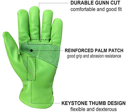 (1 Pair) Leather Gardening Gloves for Men/Women | Thorn and Cut Proof Garden Work Gloves