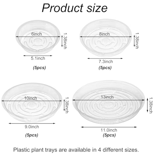 20 Pack Plant Saucers of 6, 8, 10, 13 inch,Plant Drainage Trays,Durable Flower Pot Drip Trays,Durable Plastic Plant Trays for Indoors, Outdoors,Collects Flower Pot Drainage - size: 6,8,10,13 Inch/20pcs