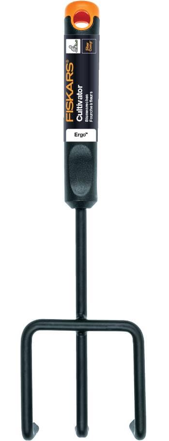 Fiskars Ergo Cultivator, Length 30.5cm, Rust-Resistant Steel Head/Plastic Handle, Black/Orange, 1027019 - style: Cultivator