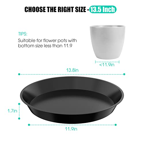 6 Pack Plant Saucer 14 16 18 20 22 Inch Plastic Plant Tray, Sturdy and Durable Flower Pot Container Accessories Plant Pot Saucers for Indoor and Outdoor (14 Inch, Black) - size: 14 Inch