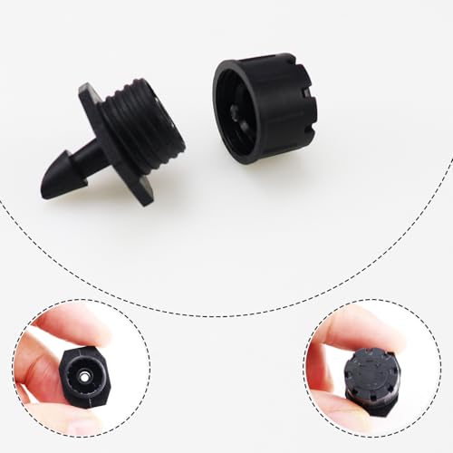 200 Pcs Adjustable Irrigation Drippers Sprinklers, Universal 1/4" Irrigation Micro Drip Emitters 8-Hole 360 Degree Watering Sprinkler for 4mm/7mm Garden Tube Watering System(Black) - color: Black-200Pcs