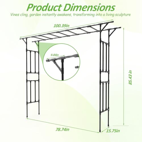 Garden Arch Trellis100.4 L×85.4" H Sturdy & Rustproof Flat Top Garden Arch - size: 100(L)*85(H)*16(W)inch-20MM