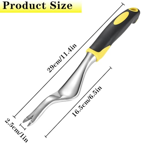 Weed Puller Hand Weeder Tool Bend-Proof Leverage Base with V-Shaped Forks