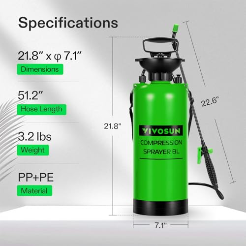 VIVOSUN 2-Gallon Pump Pressure Sprayer - color: Green, size: 2.1 Gallons