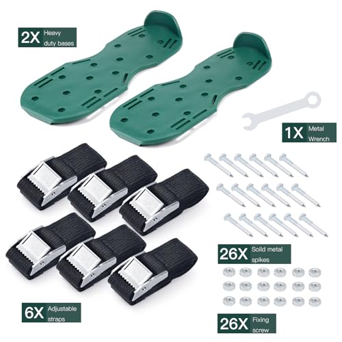 Aeration Shoes for Lawn Aerator Shoes with Metal Buckl, Shoe Spikes for Grass, Heavy Duty Aerating Shoes for Lawn Patio Garden - One Size Fits All