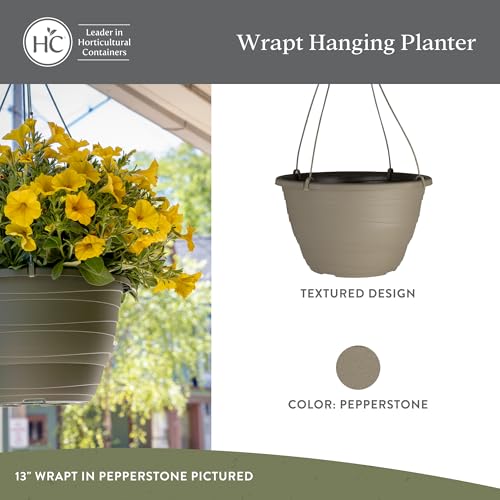 The HC Companies Wrapt Hanging Planters - Lightweight Plant Pot Hanger for Hanging Plants, Vegetables & Herbs - Outdoor & Indoor Hanging Basket for Plants (13" Pepperstone, Pack of 1) - color: Pepperstone, size: 13", style: Pack of 1