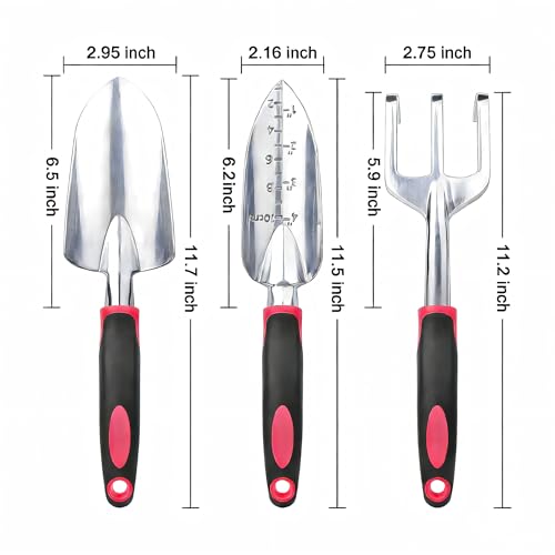Garden Tools Set, 3-Piece Heavy Duty Gardening Hand Tools - color: Purple
