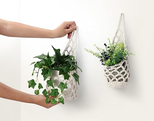 3 Packs Macrame Wall Plant Hanger for 4 in, Small Hanging Plant Basket - color: Beige X 3pc
