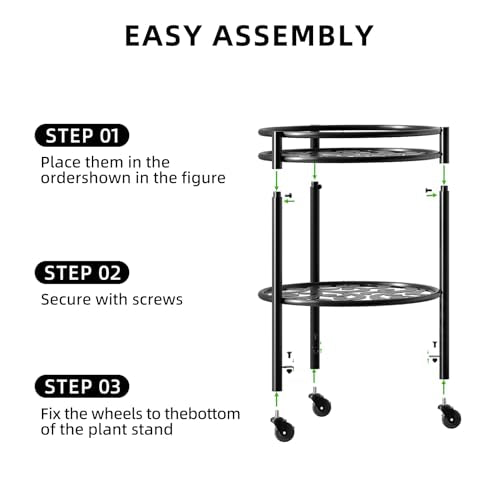 2 Tier Heavy Duty Rolling Plant Stand, 2 Pack Black - color: black