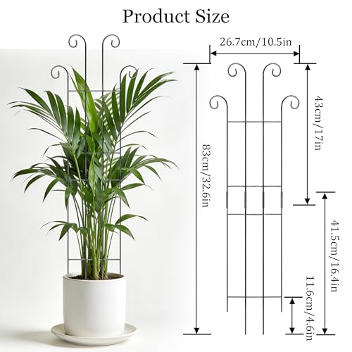 3 Set Tall Trellis for Potted Plants Indoor, 32'' Expandable Garden Metal Trellis for Climbing Plants Outdoor, Monstera Plant Support for Hoya, Vine, Ivy Pothos (Black) - color: Black