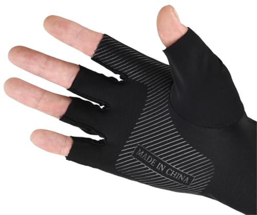 Inf-way Sun UV Protection Arm Sleeves for Men Women Driving Cycling Sports Cooling Long Sleeves with Thumb Holes - color: Black