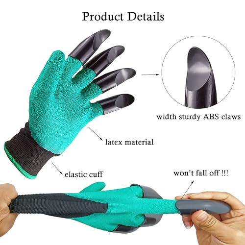 DCCPAA Garden Gloves with Claws,Claw Gardening Gloves for Digging,Planting, Weeding, Seeding-Waterproof for Men and Women - color: Purple-w + Green-w
