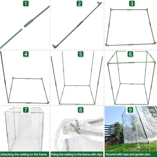 2 Sets 34"x34"x50" Ultra Fine Mesh Garden Netting with Frame Insect Barrier - size: 34x34x50"