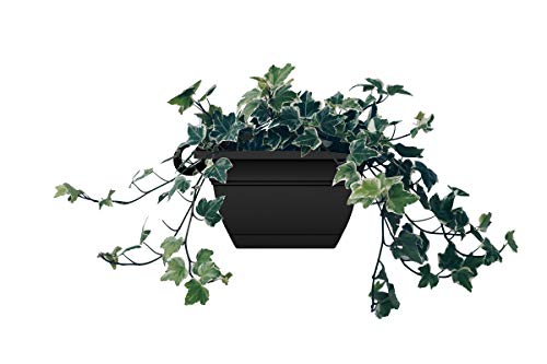The HC Companies Eclipse Square Hanging Planter for Indoor Plants - Contemporary Hanging Plant Pot w/Attached Saucer - Lightweight & UV-Resistant Hanging Plant Holder (12" Black, Pack of 1) - color: Black, size: 12"