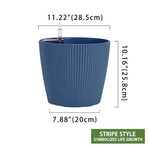 Dexceder 11x10 Self Watering Planters Indoor (2 Pack, Deep Blue) - color: Deep Blue, size: 11x10