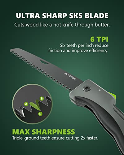 7 Inch Folding Hand Pruning Saw, Heavy Duty Foldable Camping Saw