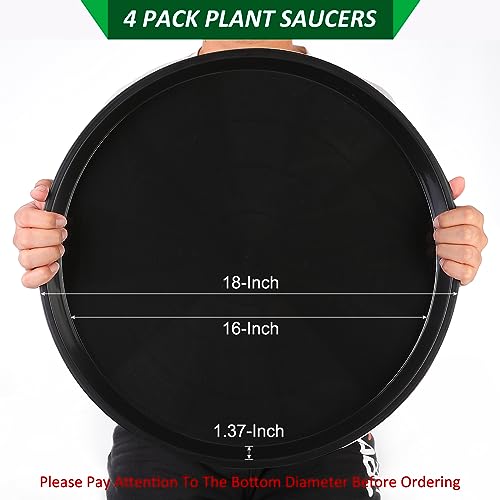 PATIKIL 4 Pack Plastic Plant Saucer, 18 Inch Plant Tray for Pots Round Plant Dish Plant Drip Trays Water Tray for Indoors Outdoors Garden, Black - color: Black, size: 18 Inch