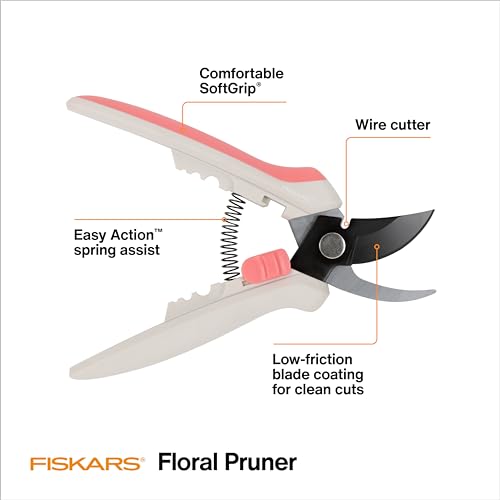 Fiskars Floral Pruning Shears, Plant Cutting Scissors for Flowers - color: Spring Bloom Light Pink