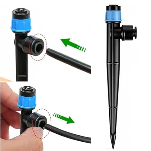 20PCS Drip Irrigation Emitters: Adjustable Quick Connect Vortex Emitters for 1/4" Tubing, Push to Fit Drippers, Full Circle Umbrella Spray for Garden Irrigation System Plants Lawn Greenhouse - style: Vortex