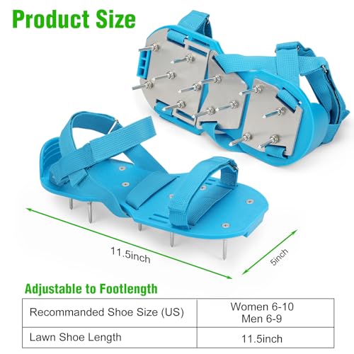 Lawn Aerator Shoes for Grass - Pre-Assembled Grass Aerator Shoes for Lawn - Soil Yard Aerator Tool for Aerating Patio Garden - color: Blue, size: Medium