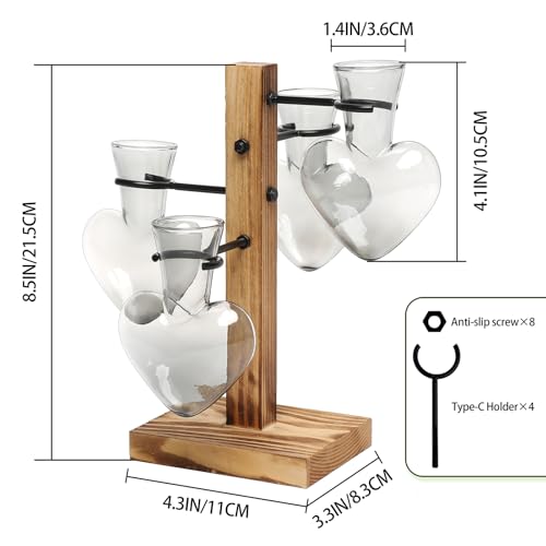 Plant Terrarium Propagation Stations with Wooden Stand - color: Grey