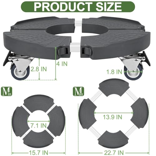ToLanbbt Plant Caddy Stand with 360° Wheels Adjustable 15-22 Inch Rolling Plant Stand Heavy Duty Large Plant Cart Dolly with Casters 440lbs Capacity for Large Planter, Garden Pot, Flower Pot, Gray, 1P - color: Gray