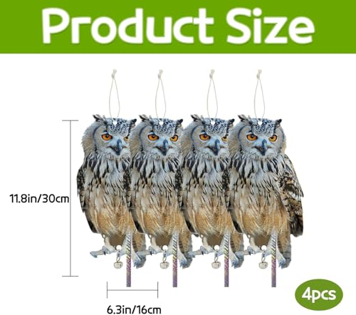 4PCS Flat Fake Owl to Keep Pigeon Away from Outdoor - color: Grey Owls 4pcs