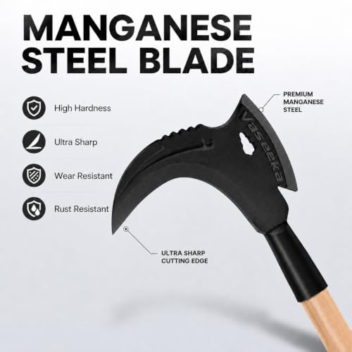 2-in-1 Heavy-Duty Gardening Sickle - color: Natural Wood Color
