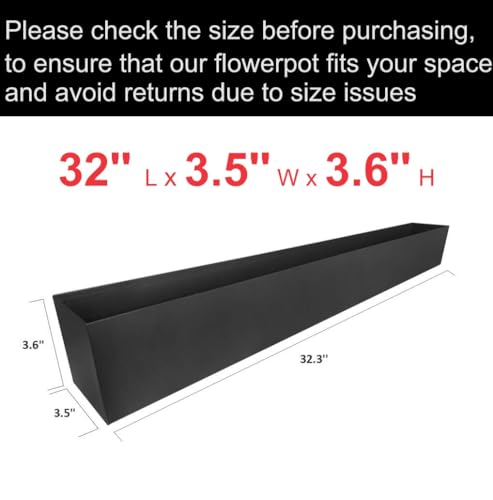 Rectangle Succulent Planter Box - 32" Window Sill Planters - Decorative Indoor/Outdoor Table or Window Boxes Planter - Windowsill Herb (1pc Black) - color: 1pc Black