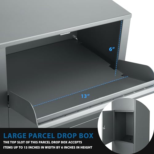 Gray Locking Parcel Drop Box for Porch, Storage Shed - color: Gray