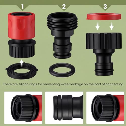 Hotop 16 Pcs Garden Hose Quick Connector, 3/4 Inch Fittings, Red - color: Red
