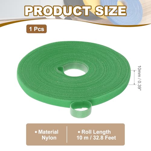 PATIKIL 0.4" x33FT Hook and Loop Tape Double-Sided Nylon Strips Green - color: Green, size: 0.4"x33FT