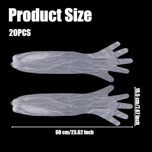 20 Pcs Long Disposable Cleaning Gloves Elbow Length Plastic Waterproof Protective Sleeved Gloves Suitable For Household Duties Cooking Dishwashing Hair Dyeing Field Dressing
