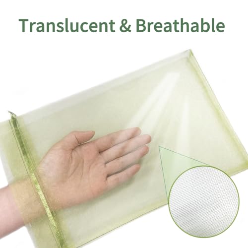 50Pcs Fruit Protection Bags for Fruit Trees, Green Organza Mesh Drawstring Bags for Garden Protection, Pest Barrier, Gift Vegetable Bags (8x12 inch) - size: 8x12 inch