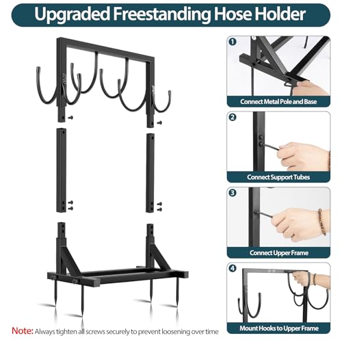 BOLITE Garden Hose Holder, Heavy Duty Freestanding Water Hose Holder, 150ft - color: Black