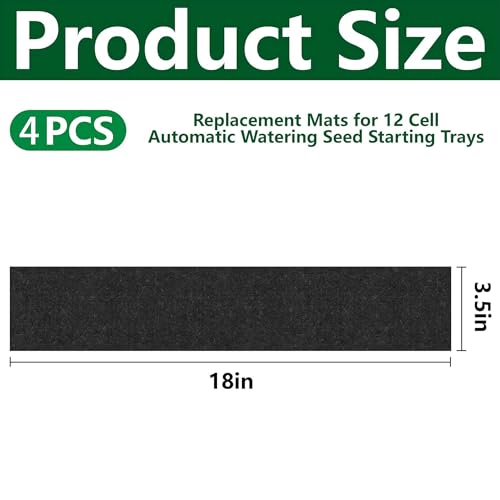 EBaokuup 4 Pcs 12-Cell Replacement Capillary Mats-18.5 x 3.5 Inches Self Watering Seed Starting Mat-Capillary Mats for Indoor Gardening Greenhouse Plant Seed Starting - color: 12cell-4pcs