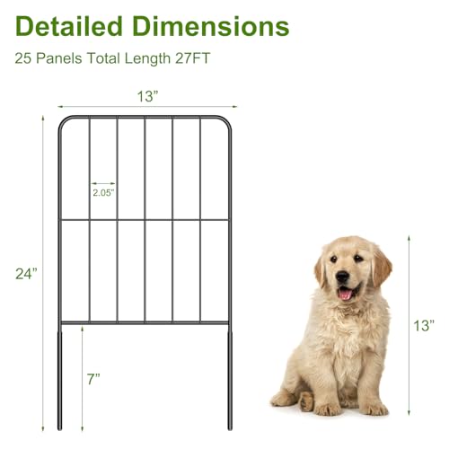 PINPON 25-Pack Square Garden Fence 24inH x 27ftL Rustproof Animal Barrier - size: 27ft-25pack