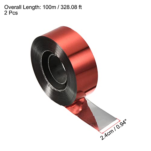 PATIKIL Bird Reflective Scare Tape, 2 Pack 328ft x 0.9" PET Double Sided Repelling Ribbon Keep Away Bird for Garden Farm Home, Red