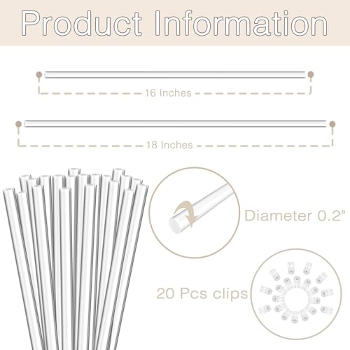 18IN Plant Stakes, Plant Sticks 20PCS Acrylic Clear Plant Support Stakes - size: 18 Inches