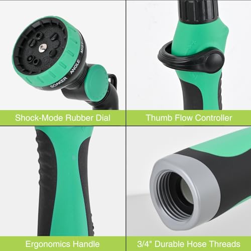 Yesker Watering Wand for Garden Hose, 35 Inch, 9 Spray Patterns, Adjustable Water Sprayer with Pivoting Head, Garden Hose Nozzle with Thumb Flow Control, Ideal for Water Hanging Baskets and Shrubs - size: 35 inches