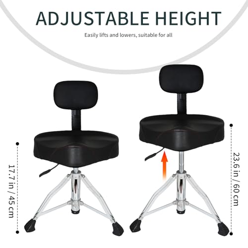 Hydraulic Drum Throne with Backrest, Adjustable Saddle Seat