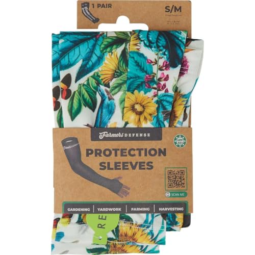FARMER'S DEFENSE Gardening Arm Sleeves|UV Cooling Protective Sleeve Women & Men|Anti-Scratch Cover Sun UPF Outdoor Protection - Garden Flowers - S/M - color: Garden Flowers, size: Small-Medium