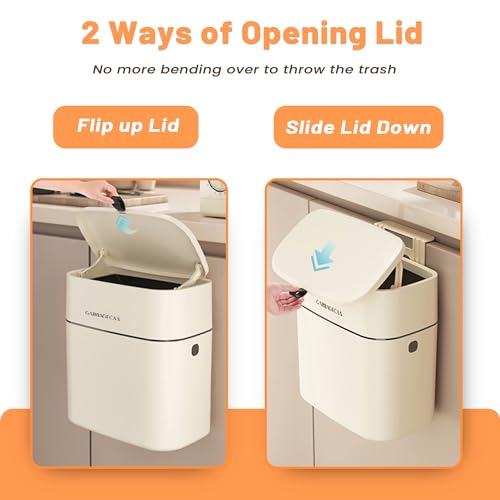 2.5 Gallon Compost Bin Kitchen Garbage Can Countertop Indoor Small Hanging Trash Can with Lid Composting Bin Off White
