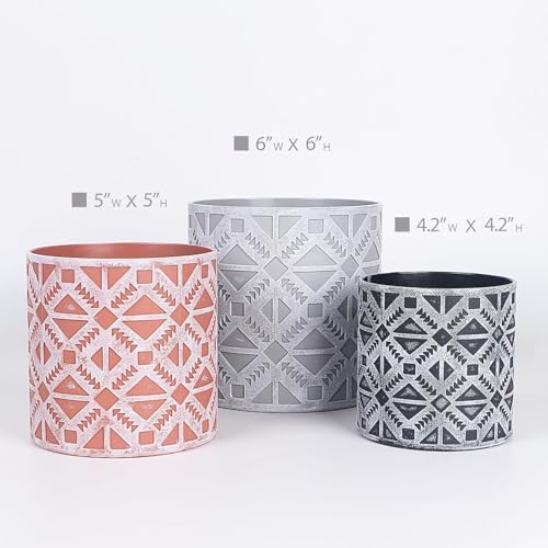 lokeisna Plant Pots, Set of Indoor Plant pots, Plastic Planter with Drainage and Saucer, Modern Distinctive Self Watering Plant Pot, Spray Spots (Indoor Plant Pots) - color: Multicolored 3 Pcs