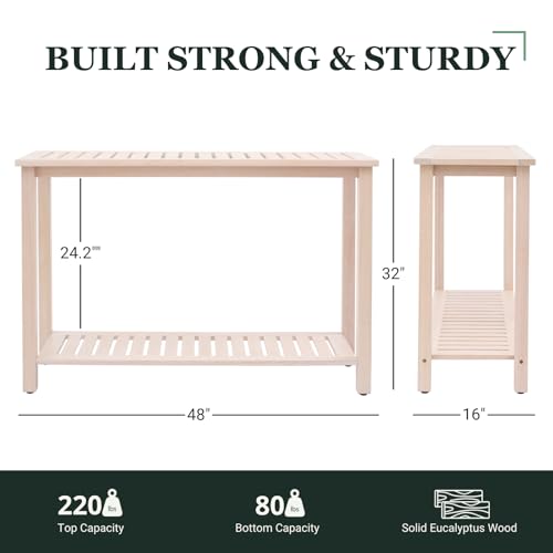 48" Narrow Outdoor Console Table - color: Whitewash