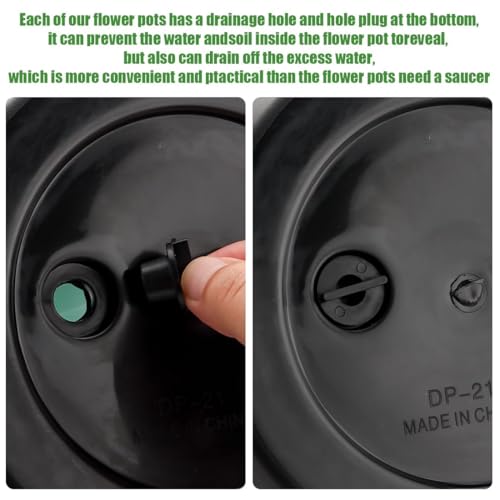 RooTrimmer 5 Pack 10 Inch Plant Pots Plastic Planters with Drainage Holes & Plugs,Lightweight Flower Pots for Indoor Outdoor Plants,Flowers,Monstera,Snake Plant,Home Garden(Black) - color: Black, size: 10 inch