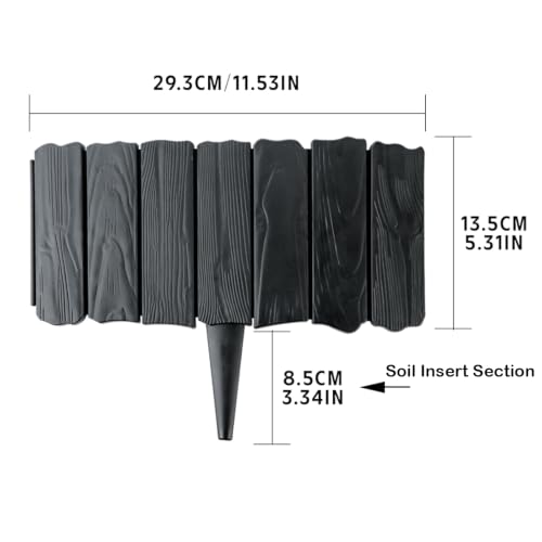 11.42 inch x 8pcs Garden Edging Border Decorative Plastic Landscape Edging - color: 8pc-Black