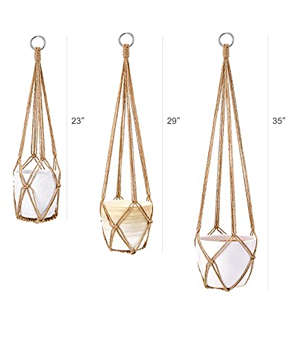 Dahey Macrame Plant Hanger Indoor Hanging Plant Holder Planter, Set of 3 - color: Brown