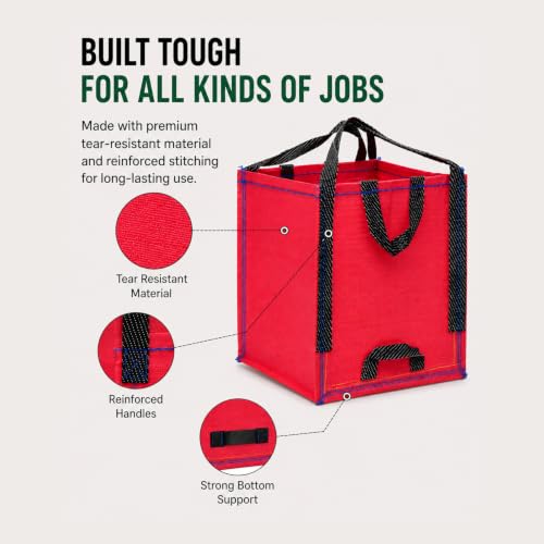 48-Gallon Heavy Duty Lawn and Yard Bag, Reusable Self-Standing Garbage Bag with Reinforced Handles (Red - 1 Pack) - color: Red - 1 Pack